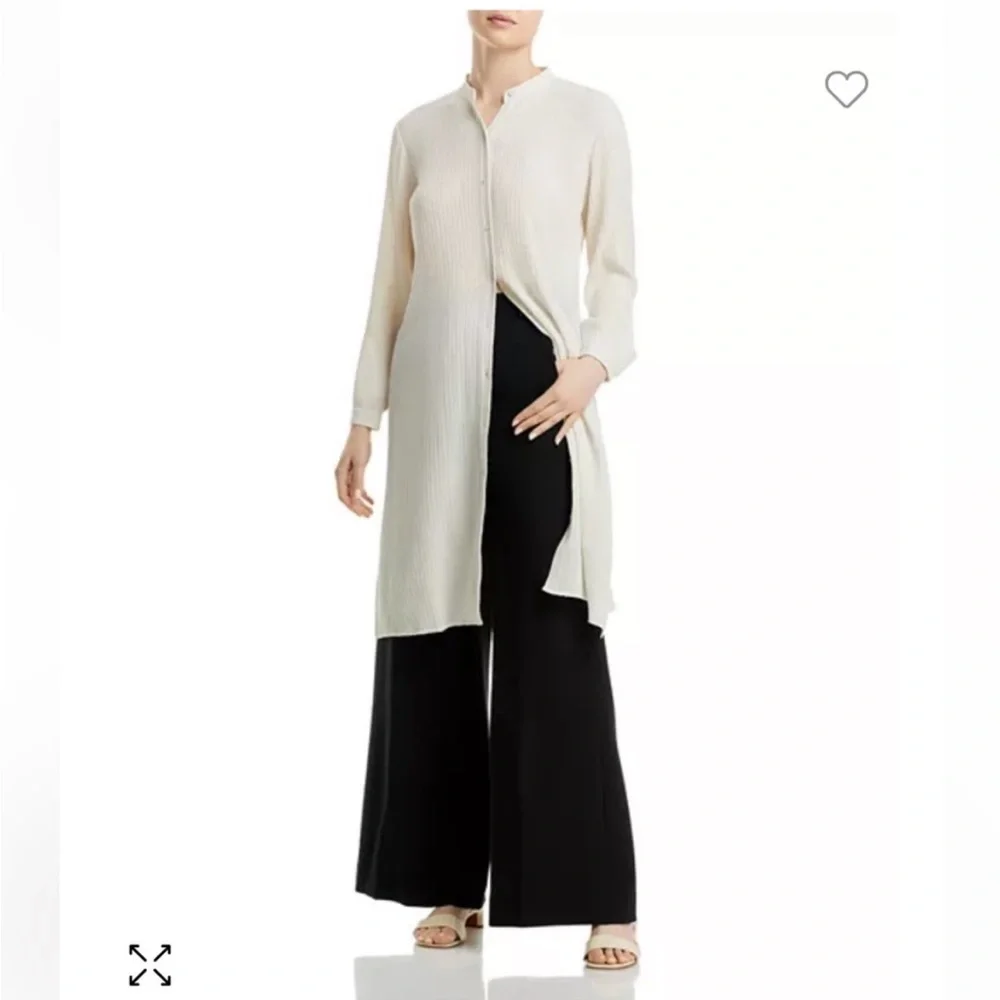 NWT EILEEN FISHER Accordion
Silk Jacquard Mandarin Collar
Long Shirt - Picture 2 of 11